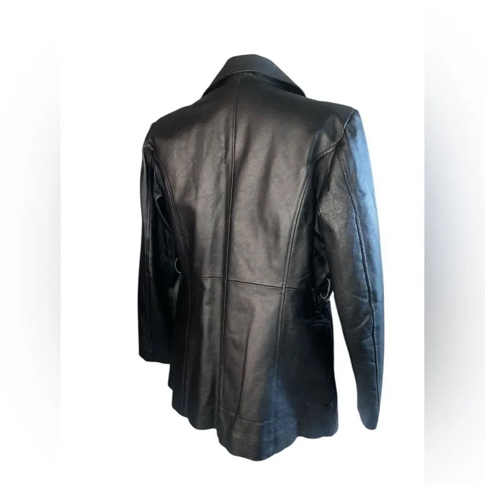 OSCAR PIELE PERFECT LEATHER Black genuine Leather Jacket pockets Lined XL - Picture 2 of 13